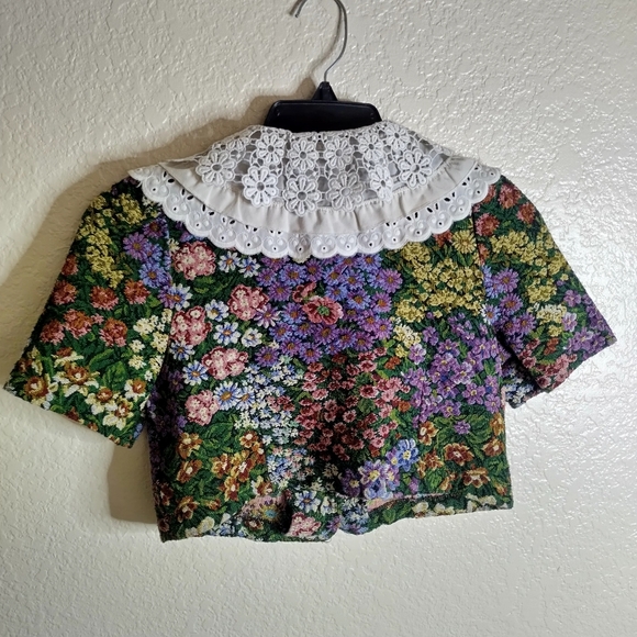 Sister Jane Bluebells Tapestry Cottage Core Crop Blouse Sz S - Picture 7 of 9